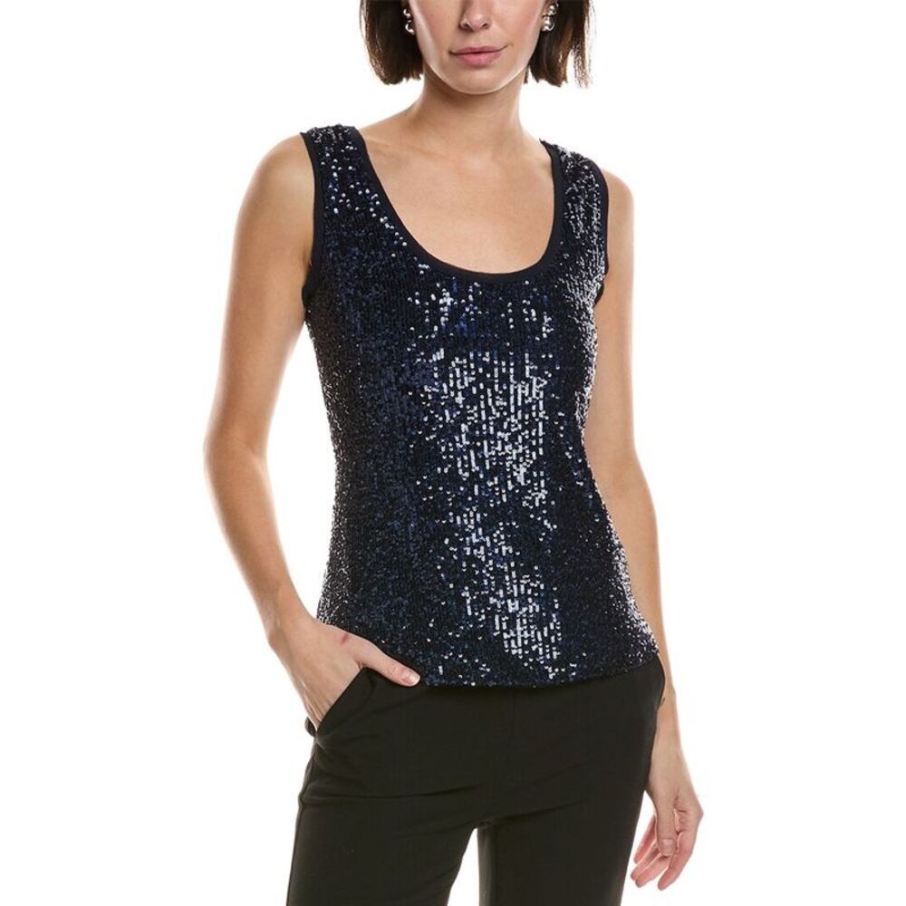 Carla Ruiz Womens  Sequin Tank, Blue